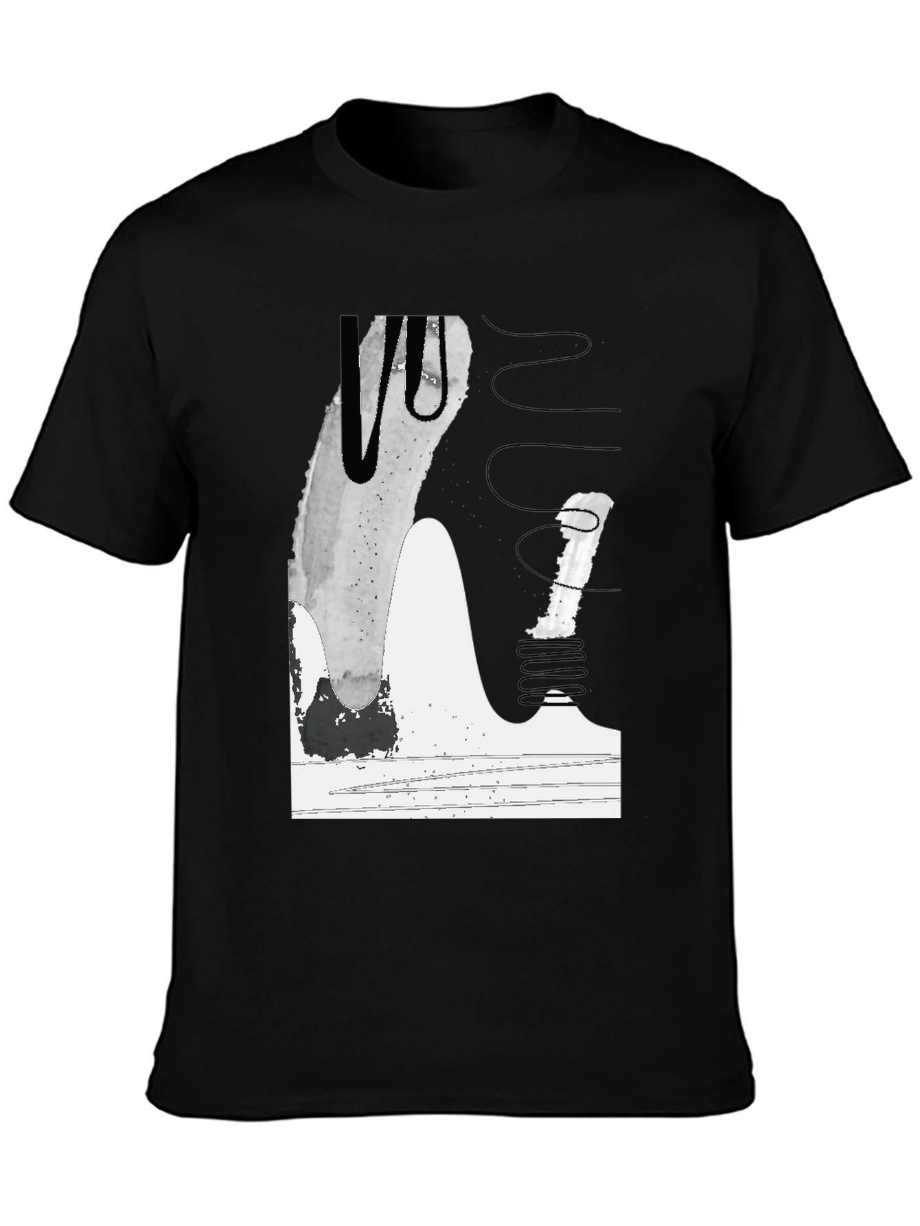 Abstract Graphic Print Tee - Modern Black T-Shirt