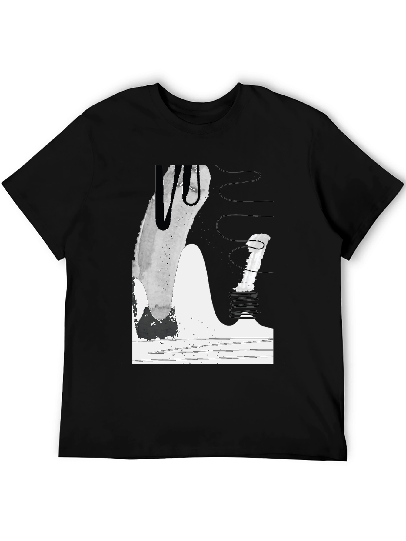 Abstract Graphic Print Tee - Modern Black T-Shirt