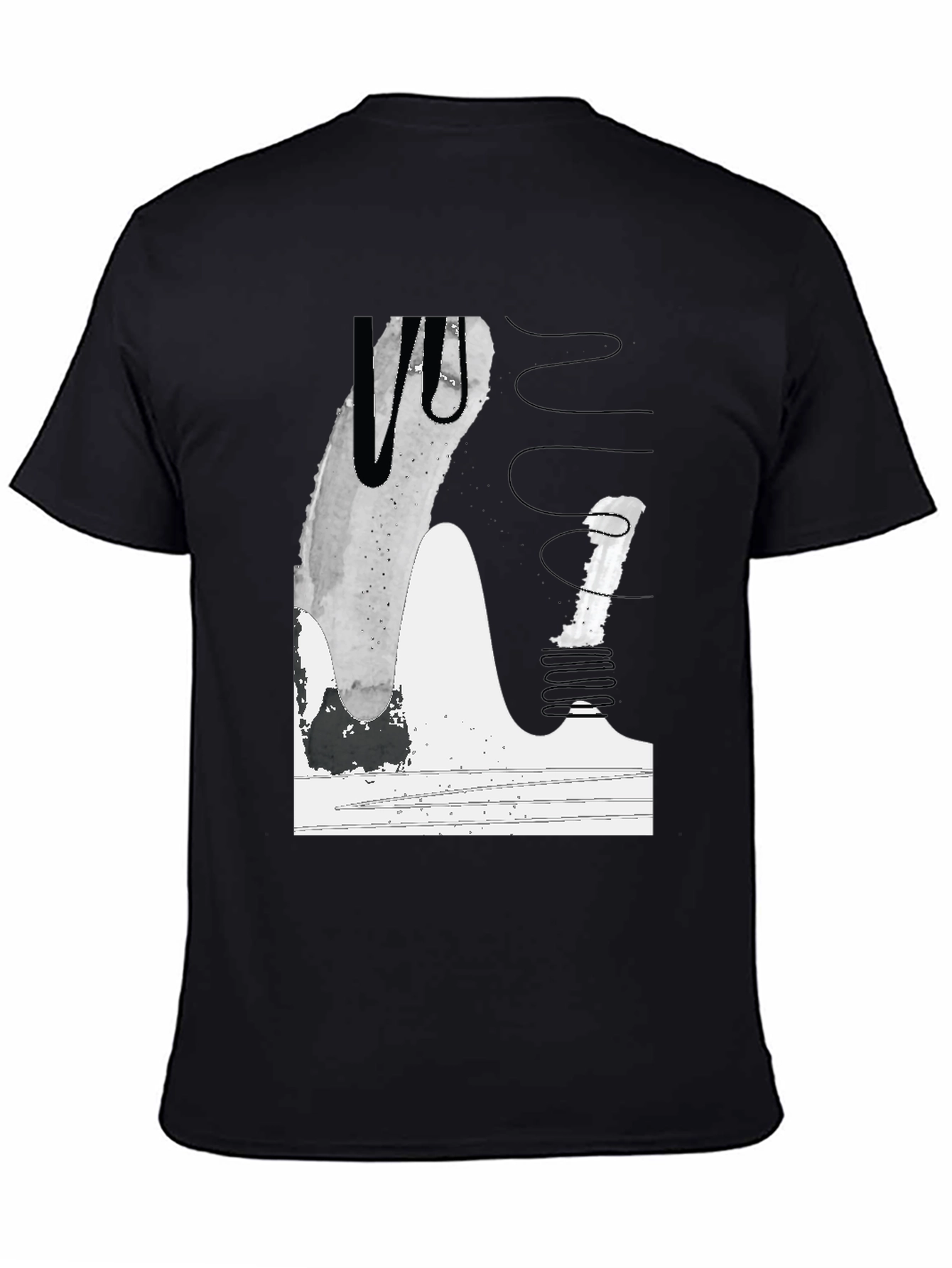 Abstract Graphic Print Tee - Modern Black T-Shirt