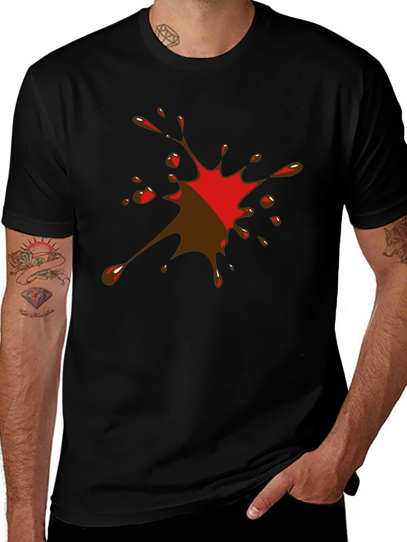 Abstract Splatter Graphic Tee - Mens Black T-Shirt