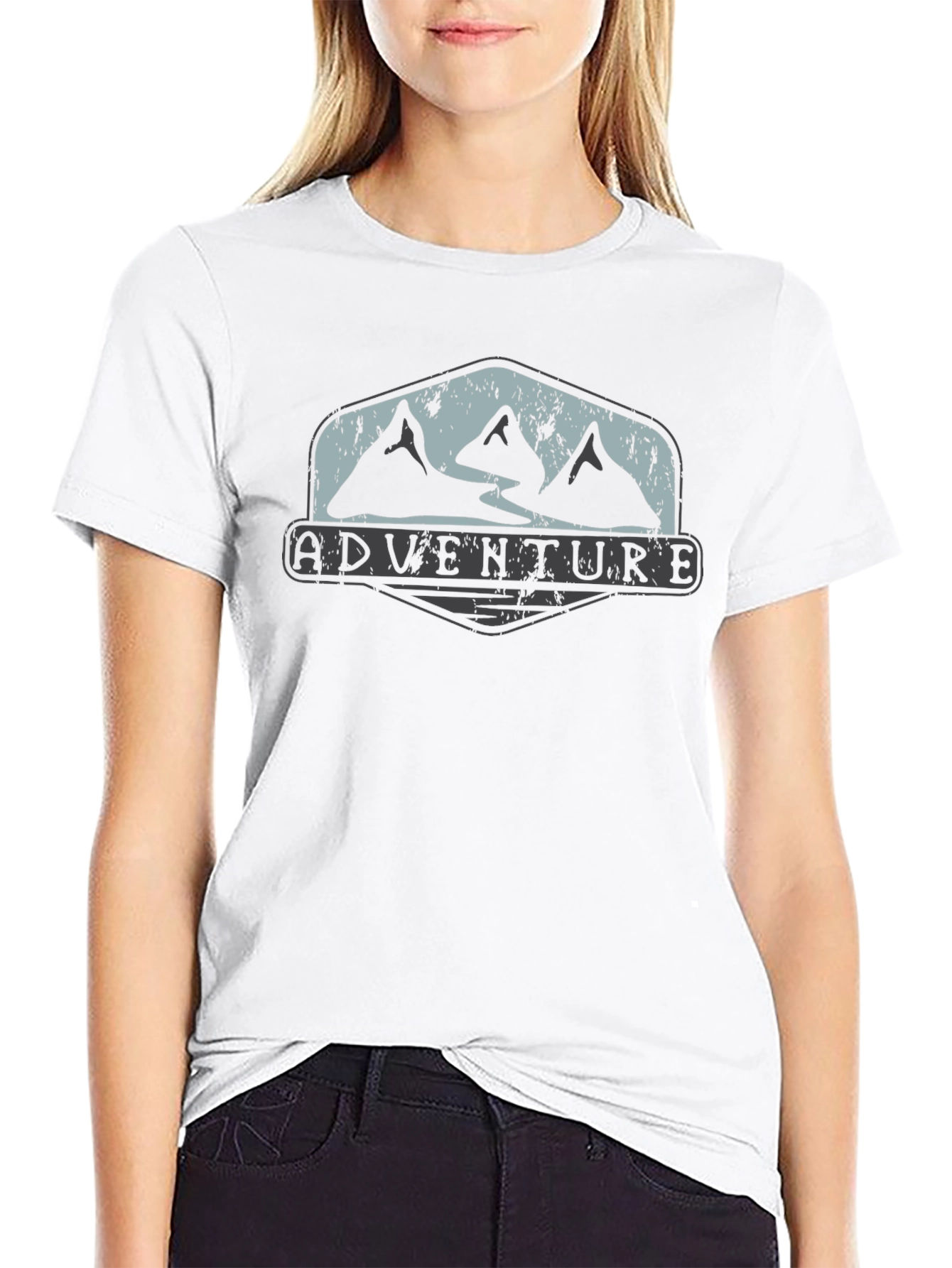 Adventure Mountain Graphic Tee - Black Cotton