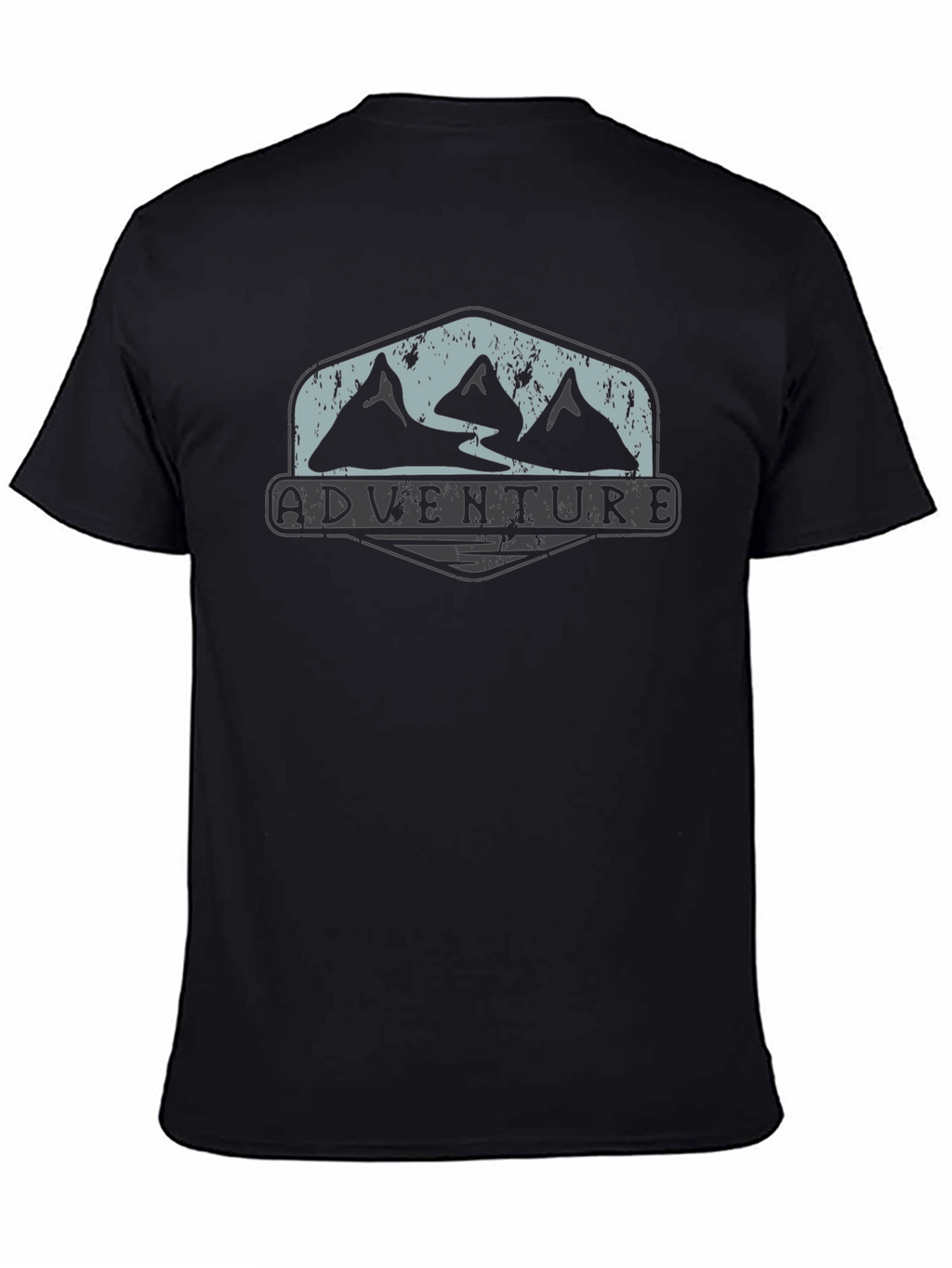 Adventure Mountain Graphic Tee - Black Cotton