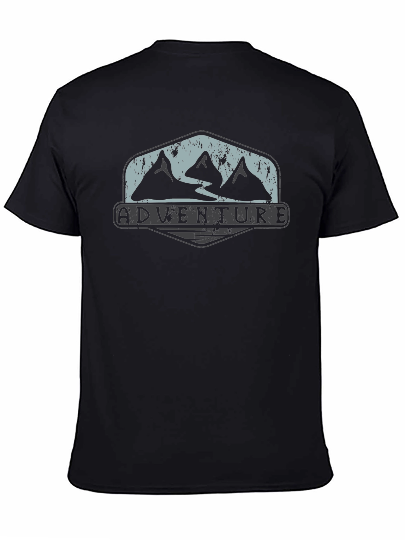 Adventure Mountain Graphic Tee - Black Cotton