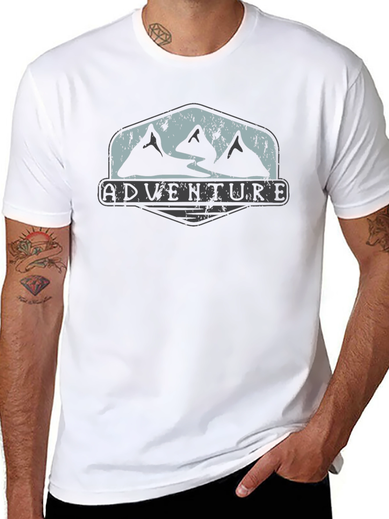 Adventure Mountain Graphic Tee - Black Cotton