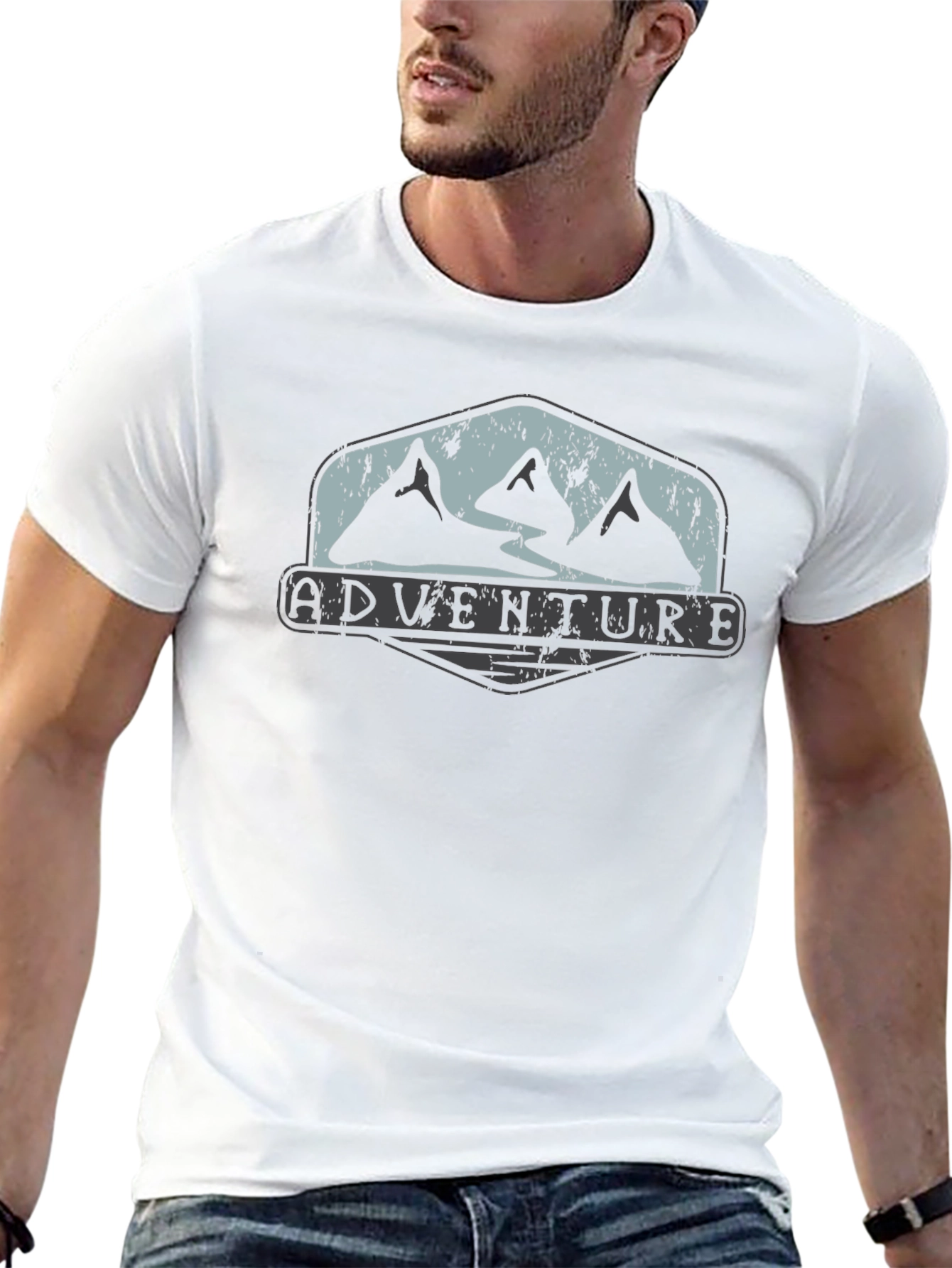 Adventure Mountain Graphic Tee - Black Cotton