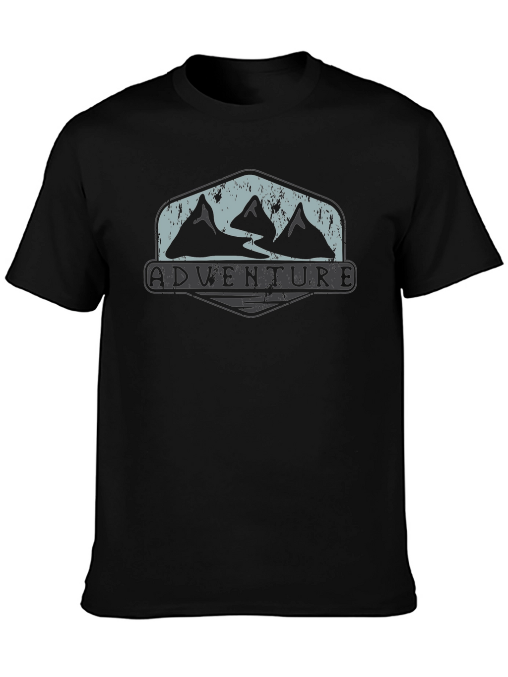 Adventure Mountain Graphic Tee - Black Cotton