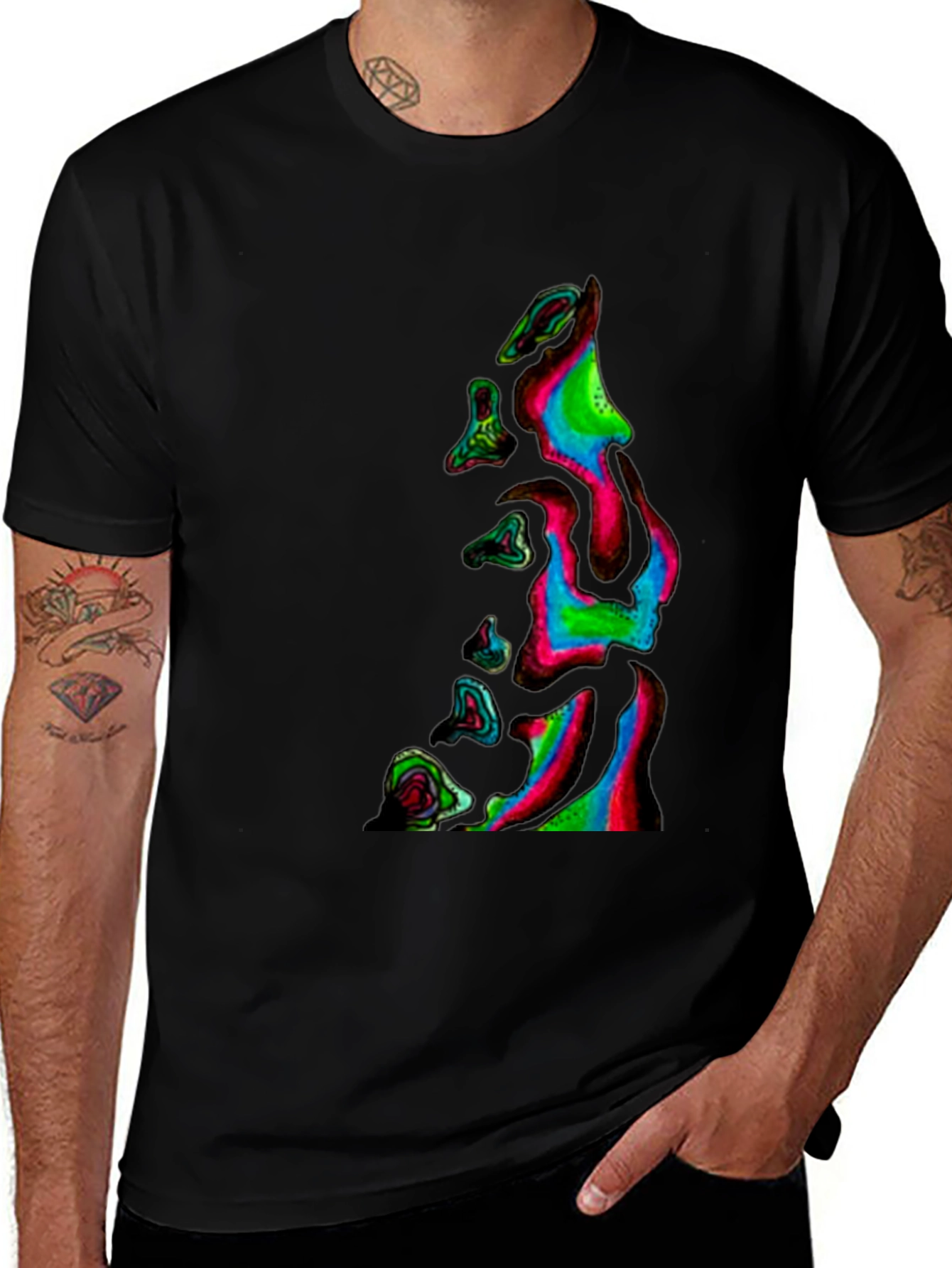Abstract Neon Dripping T-Shirt