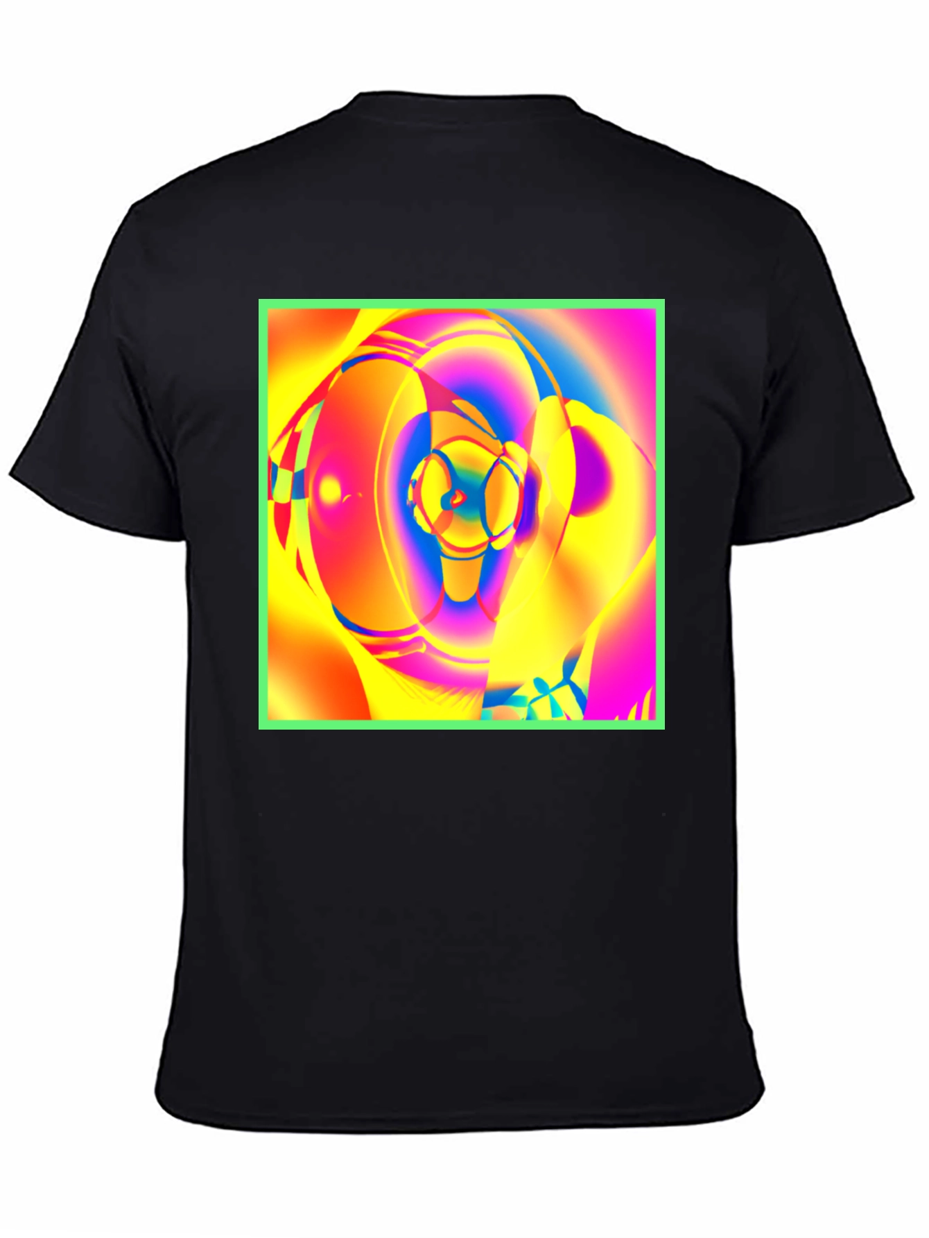 Abstract Art Graphic Tee - Vivid Colors Black Cotton