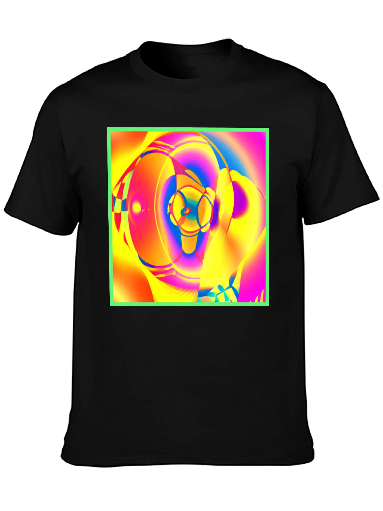 Abstract Art Graphic Tee - Vivid Colors Black Cotton