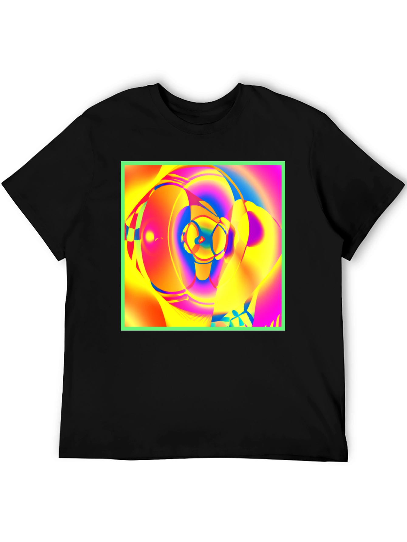 Abstract Art Graphic Tee - Vivid Colors Black Cotton