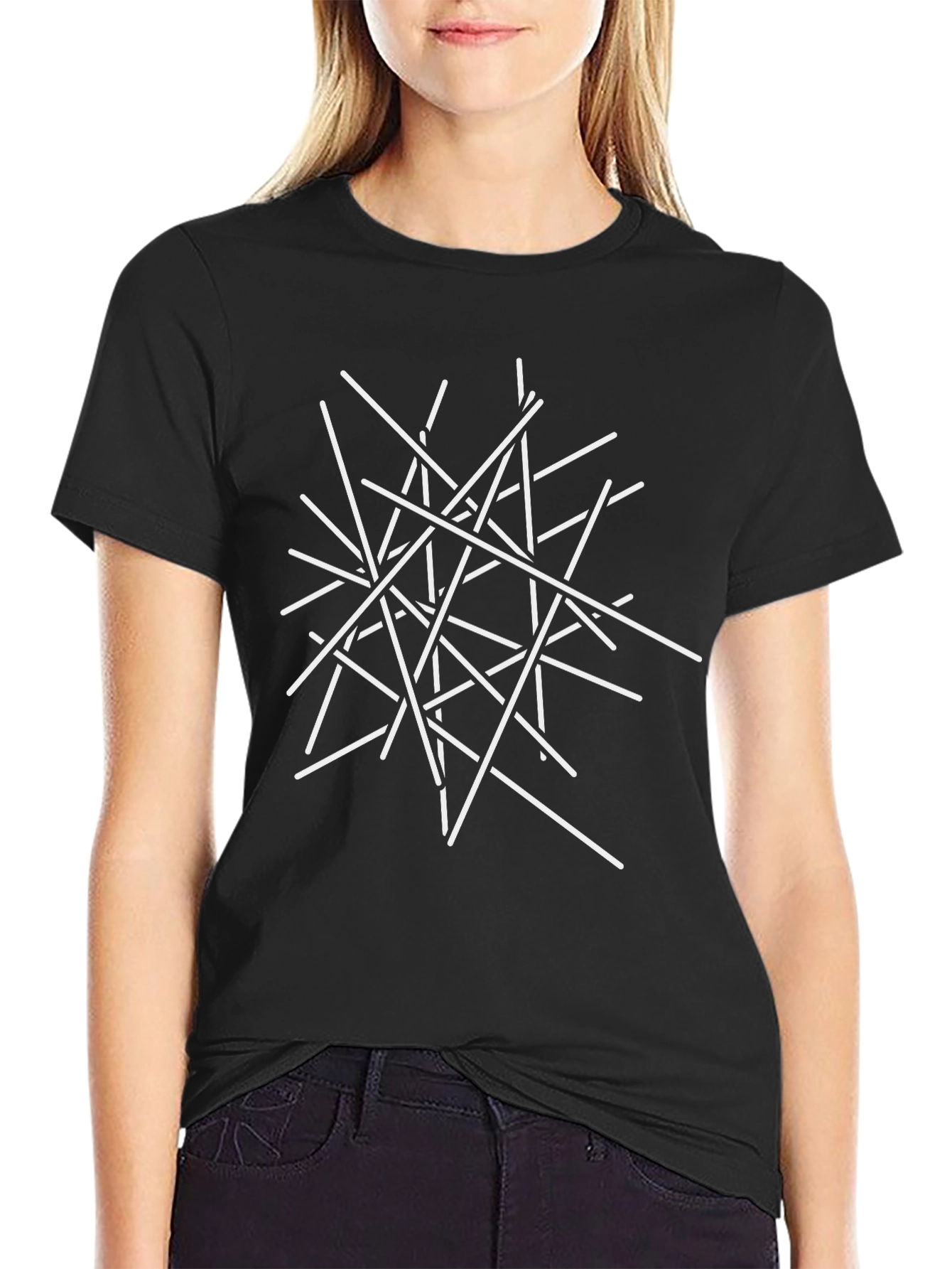 Abstract Lines Black Graphic Tee