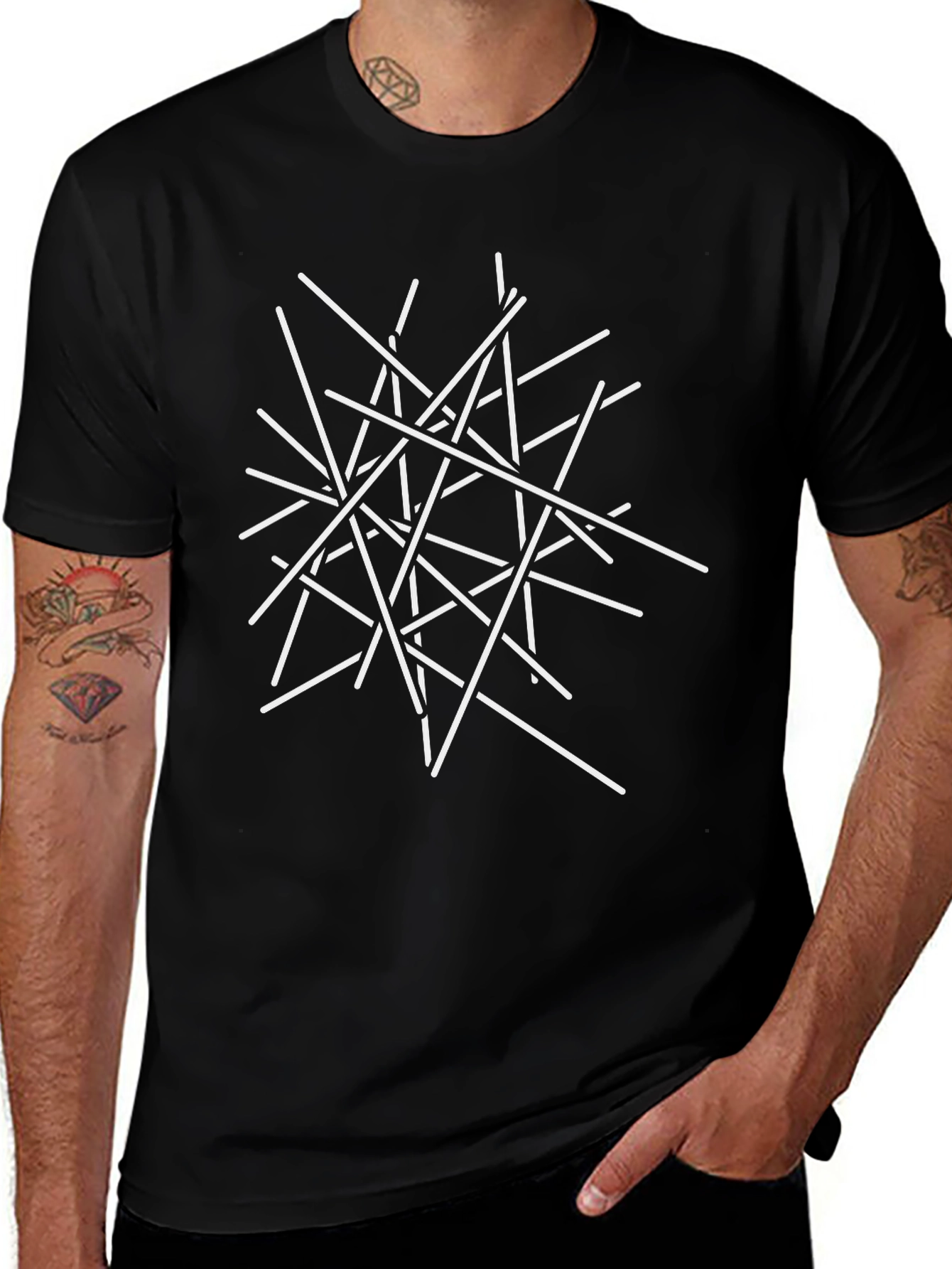 Abstract Lines Black Graphic Tee