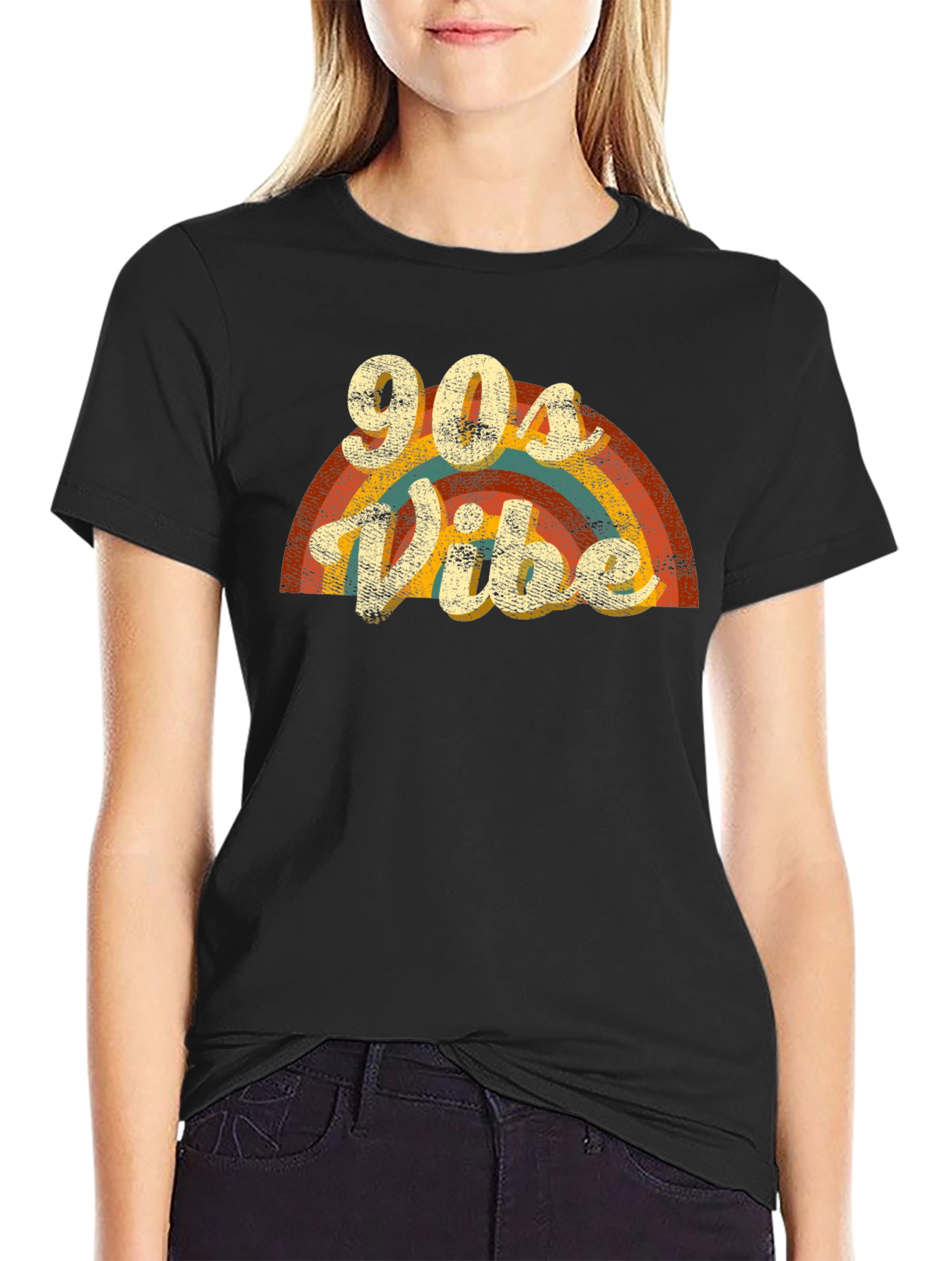 90s Vibe Retro Rainbow Graphic Tee