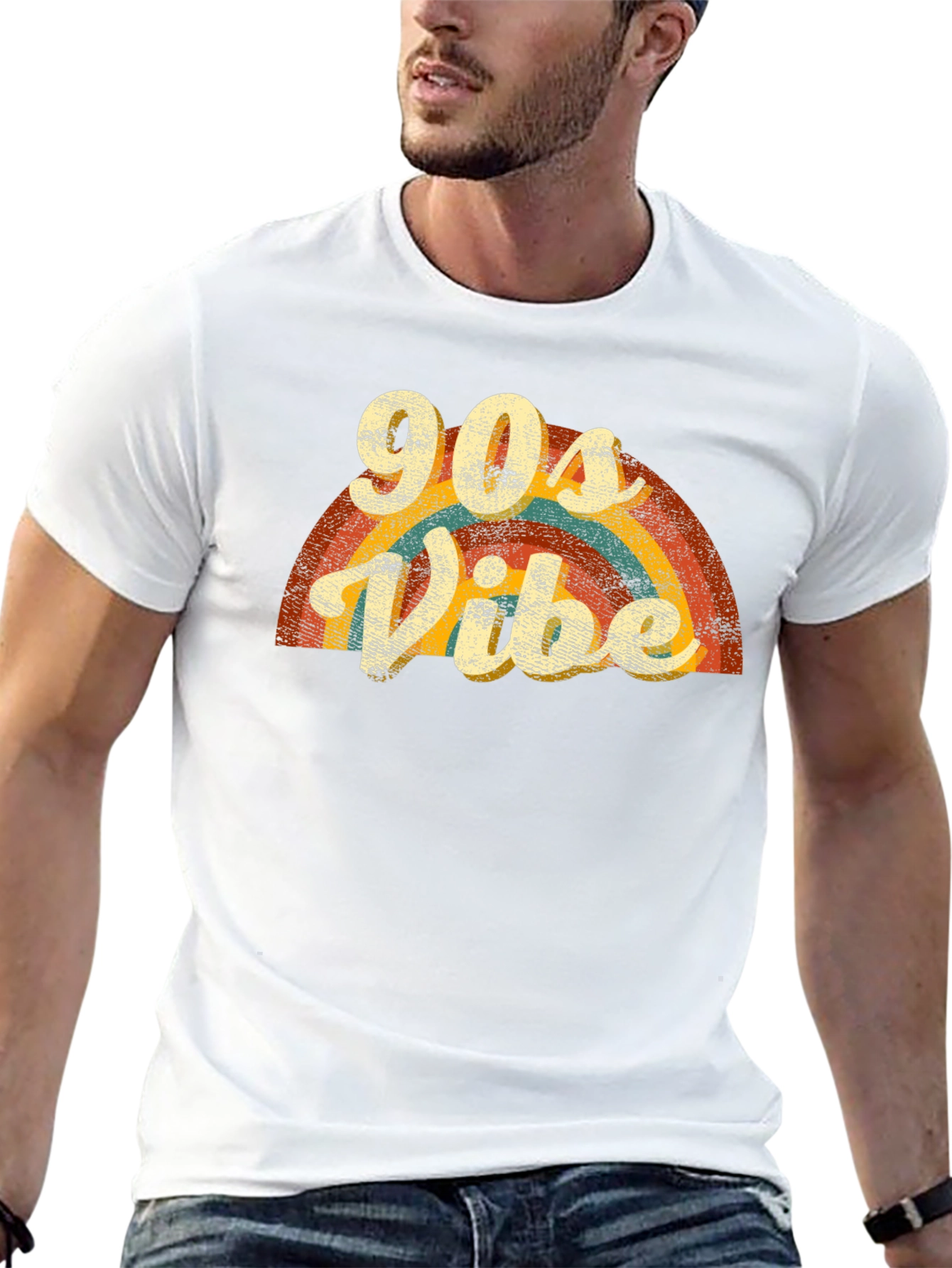 90s Vibe Retro Rainbow Graphic Tee