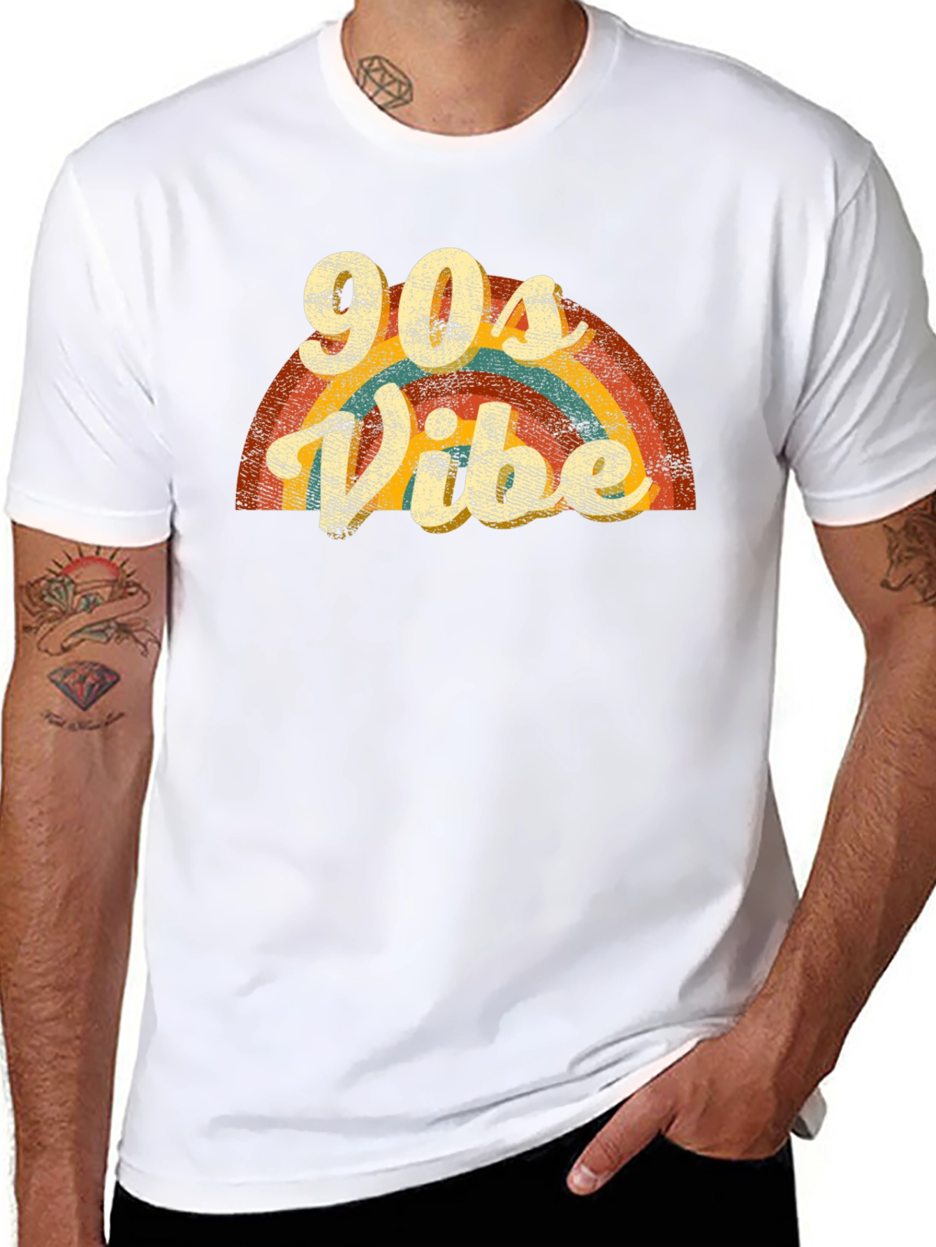 90s Vibe Retro Rainbow Graphic Tee
