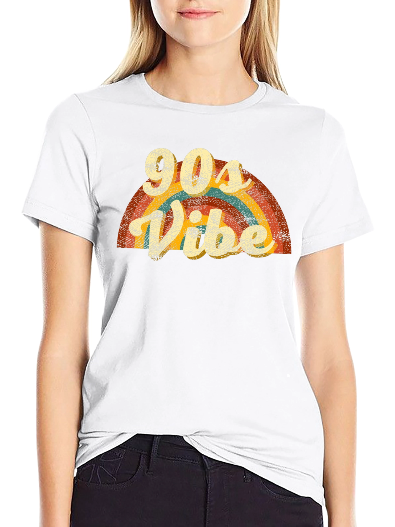 90s Vibe Retro Rainbow Graphic Tee