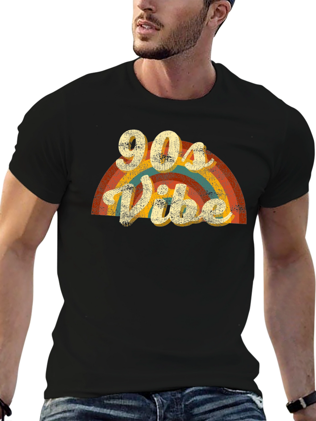 90s Vibe Retro Rainbow Graphic Tee