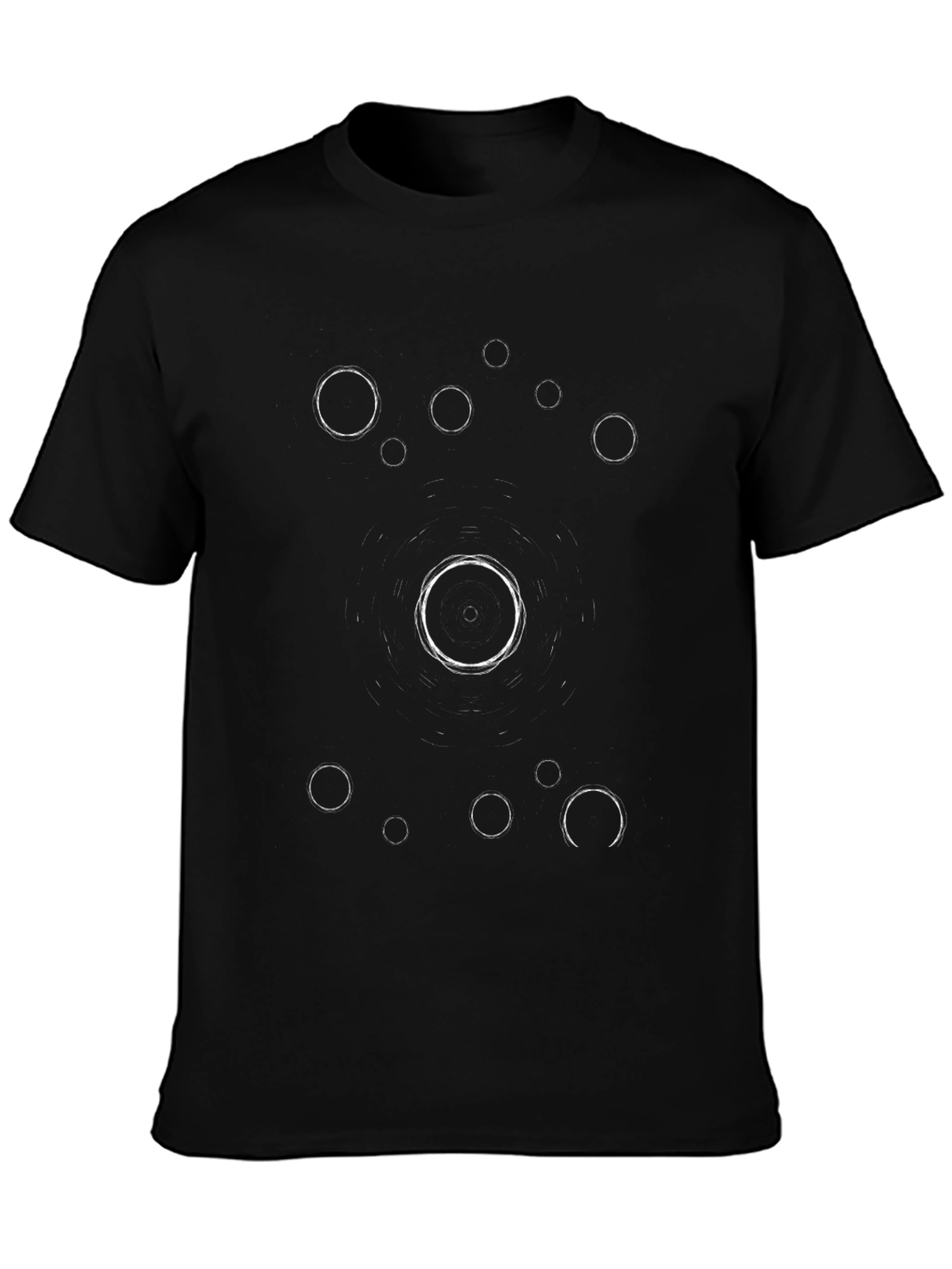 Abstract Circle Design Black Graphic Tee