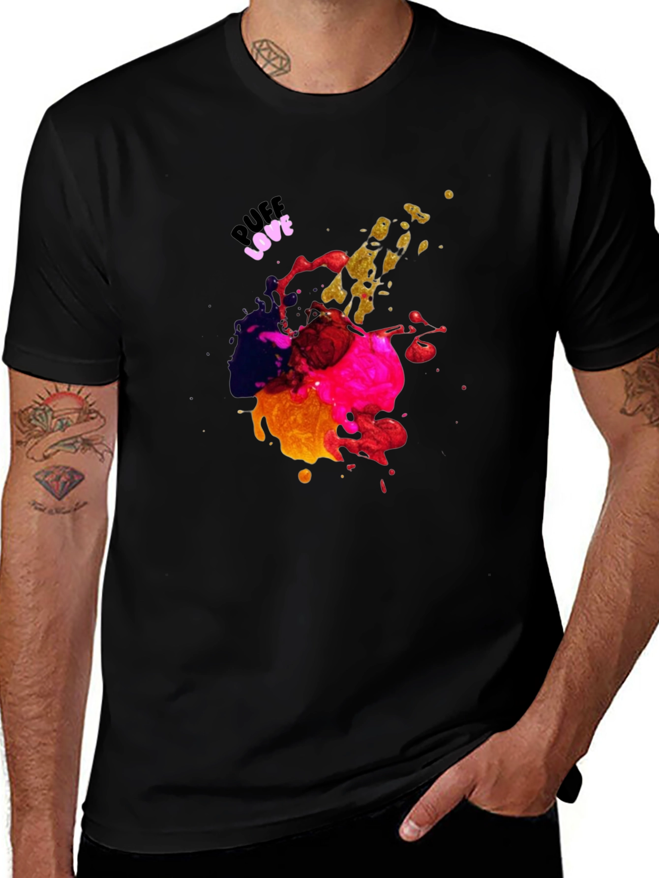 Abstract Splatter Graphic Black T-Shirt